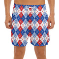 American Argyle Pattern Print Men's Split Running Shorts