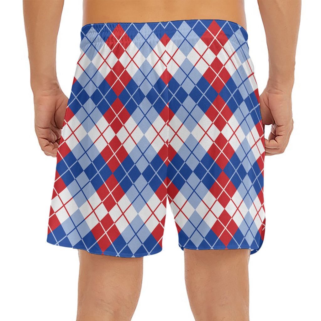 American Argyle Pattern Print Men's Split Running Shorts