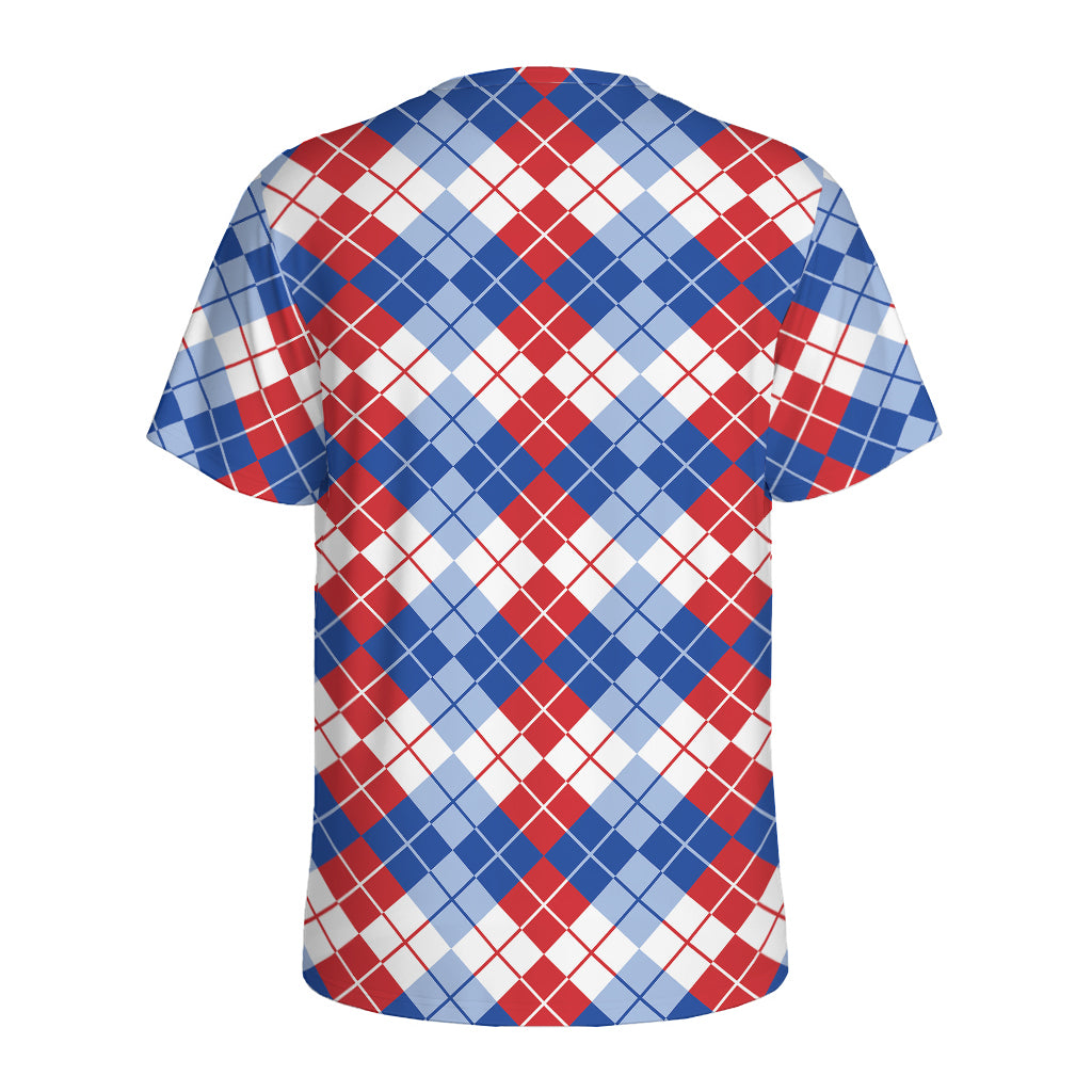 American Argyle Pattern Print Men's Sports T-Shirt
