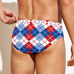 American Argyle Pattern Print Men's Swim Briefs