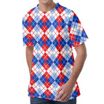 American Argyle Pattern Print Men's Velvet T-Shirt