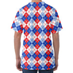 American Argyle Pattern Print Men's Velvet T-Shirt