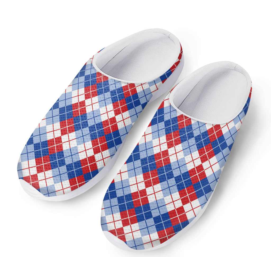 American Argyle Pattern Print Mesh Casual Shoes