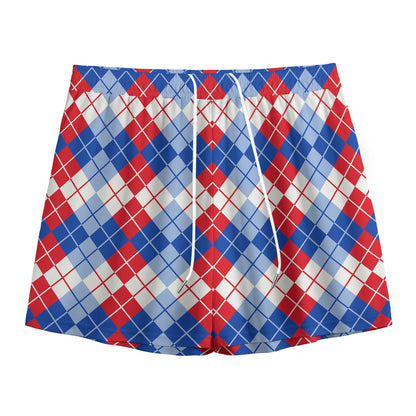 American Argyle Pattern Print Mesh Shorts