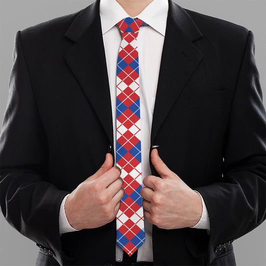 American Argyle Pattern Print Necktie
