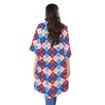 American Argyle Pattern Print Open Front Beach Cover Up