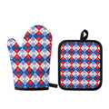 American Argyle Pattern Print Oven Mitt And Pot Holder Set