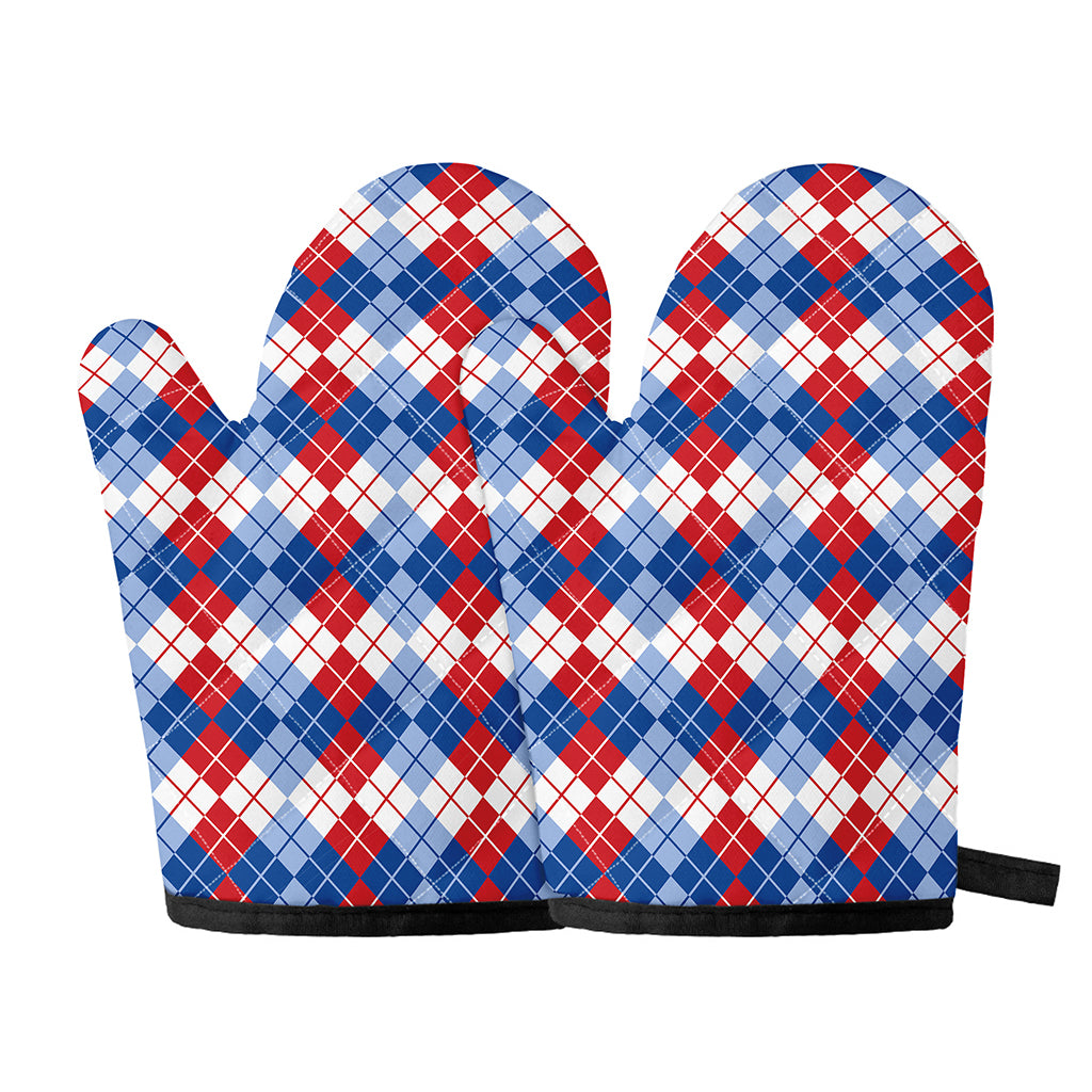 American Argyle Pattern Print Oven Mitts