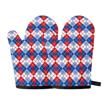 American Argyle Pattern Print Oven Mitts