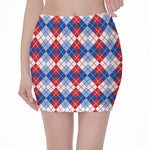 American Argyle Pattern Print Pencil Mini Skirt
