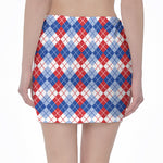 American Argyle Pattern Print Pencil Mini Skirt
