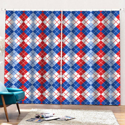 American Argyle Pattern Print Pencil Pleat Curtains