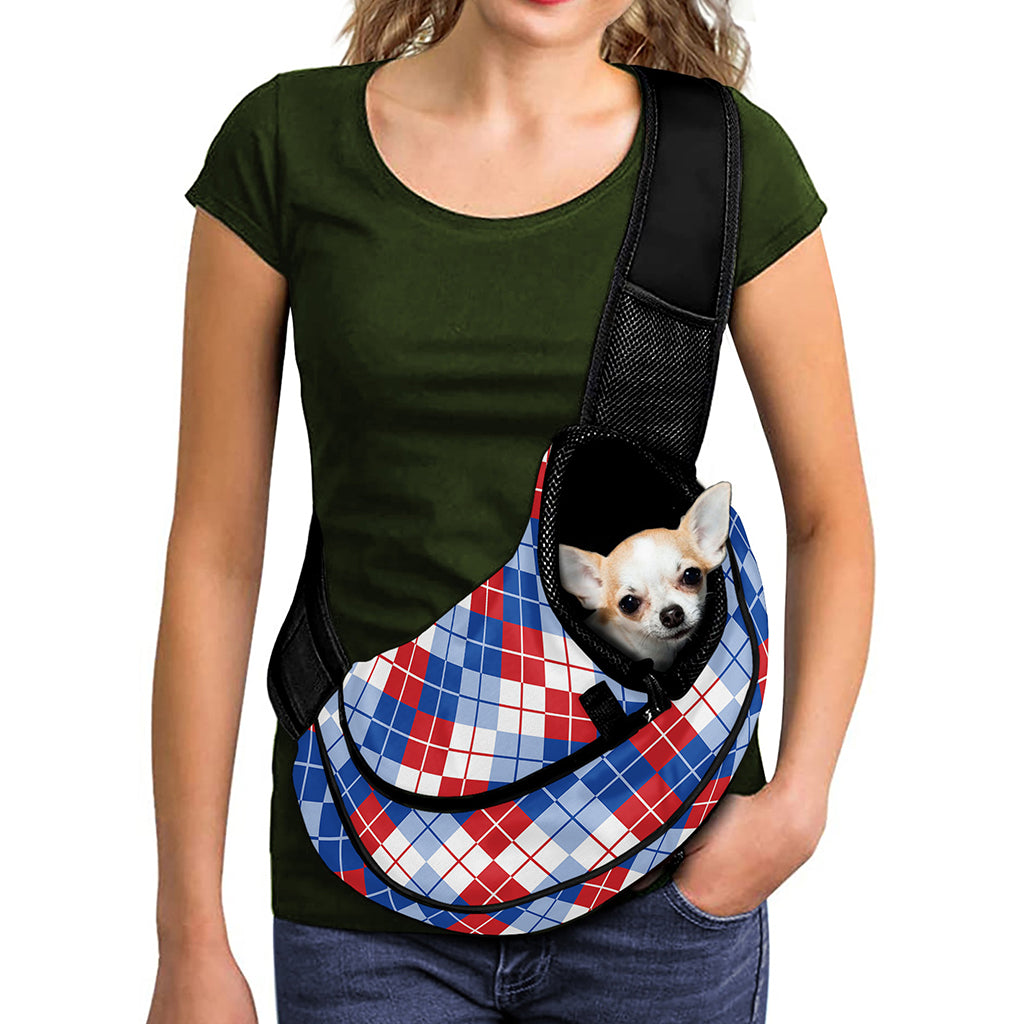 American Argyle Pattern Print Pet Sling Carrier