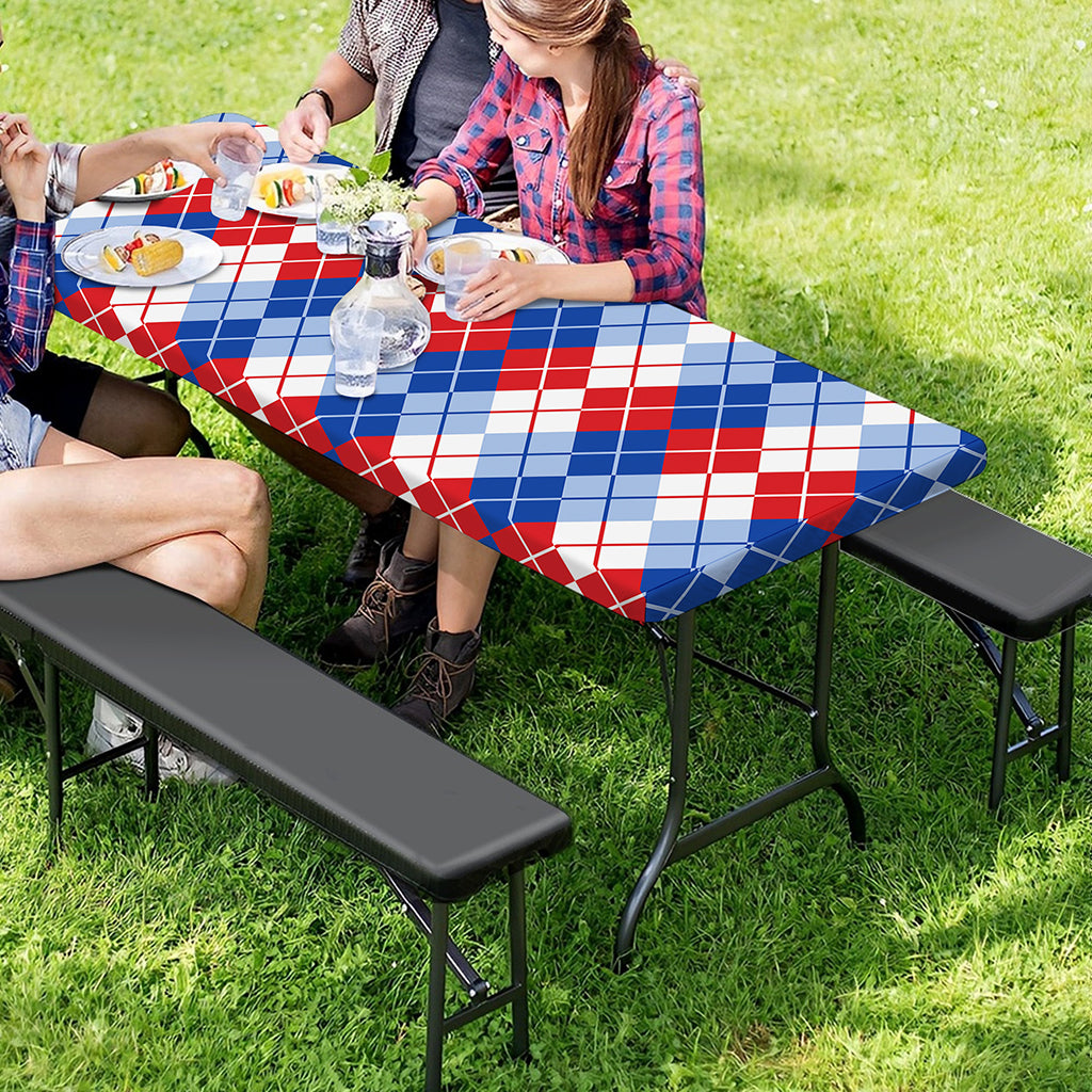 American Argyle Pattern Print Picnic Table Cover