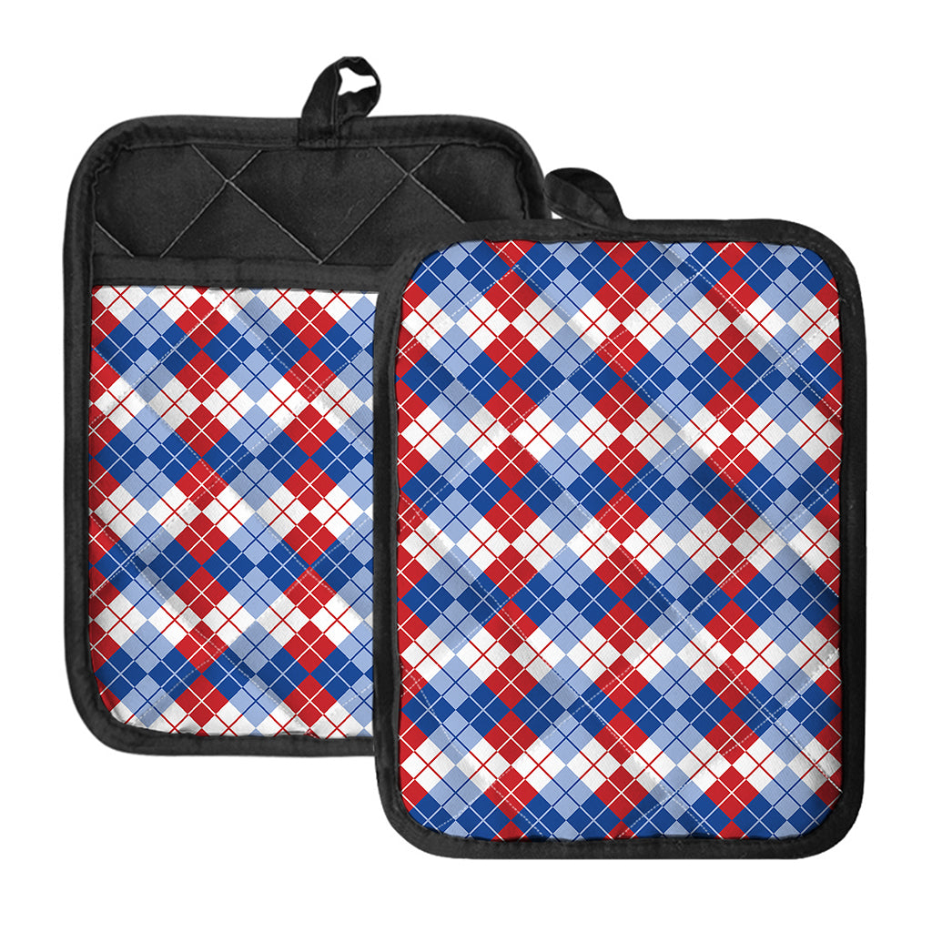 American Argyle Pattern Print Pot Holders With Pocket