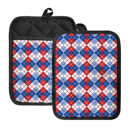 American Argyle Pattern Print Pot Holders With Pocket
