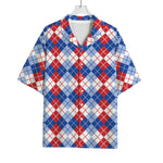 American Argyle Pattern Print Rayon Hawaiian Shirt