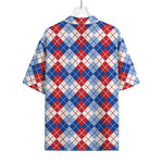 American Argyle Pattern Print Rayon Hawaiian Shirt