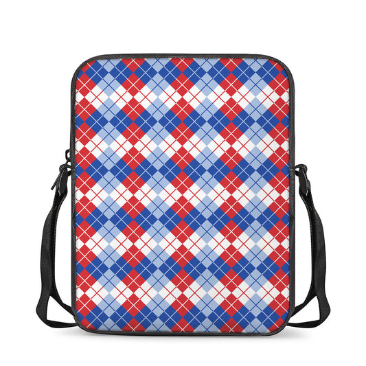 American Argyle Pattern Print Rectangular Crossbody Bag