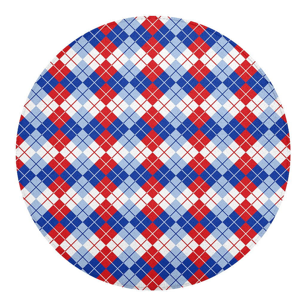 American Argyle Pattern Print Round Blanket