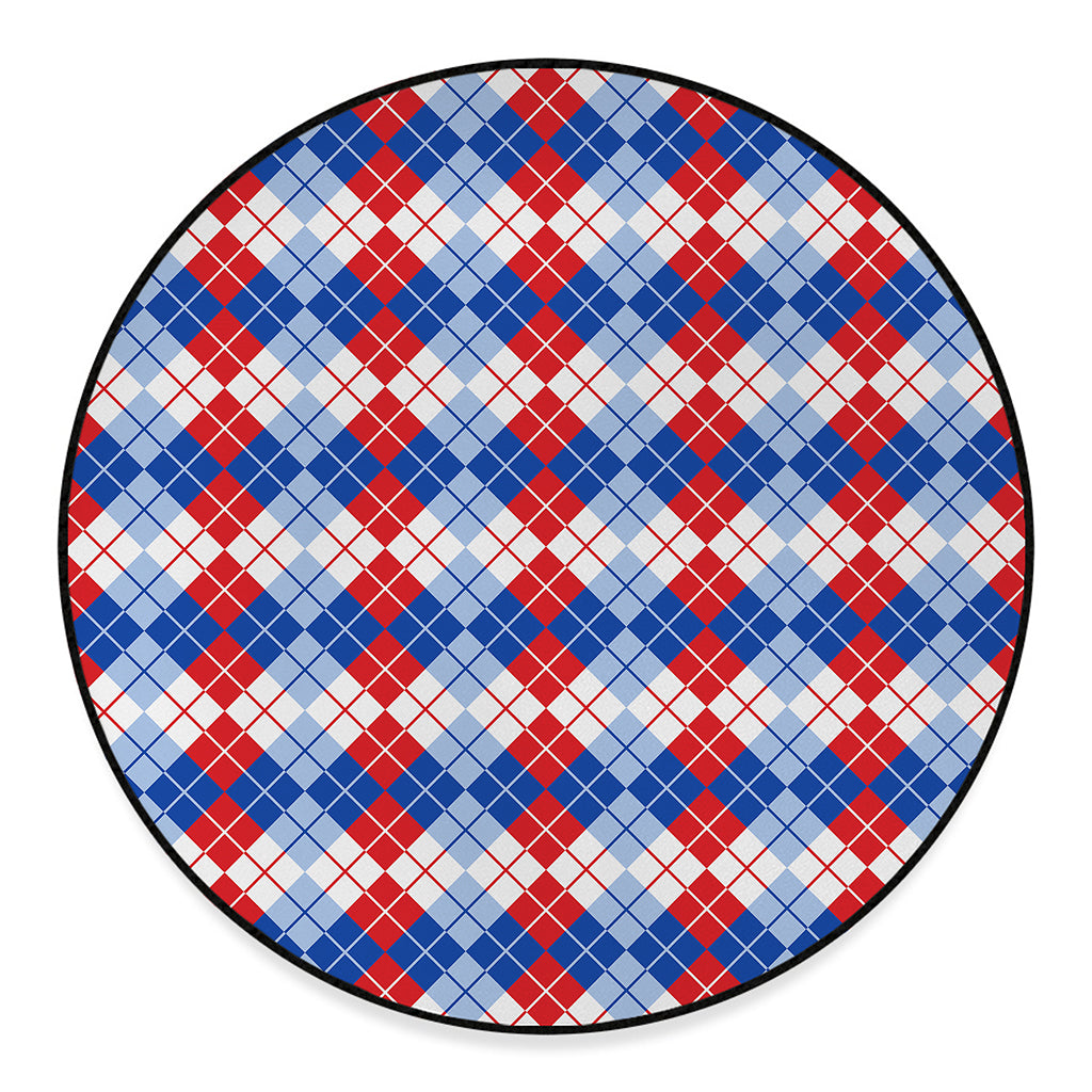 American Argyle Pattern Print Round Floor Mat