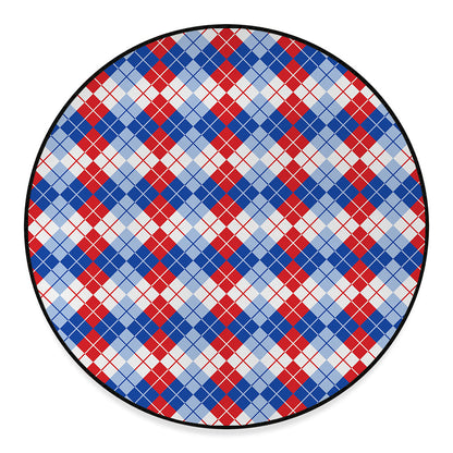 American Argyle Pattern Print Round Floor Mat