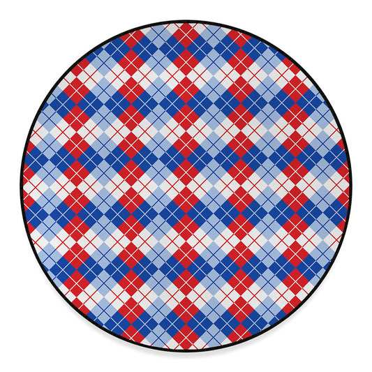 American Argyle Pattern Print Round Floor Mat