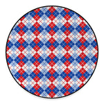 American Argyle Pattern Print Round Floor Mat