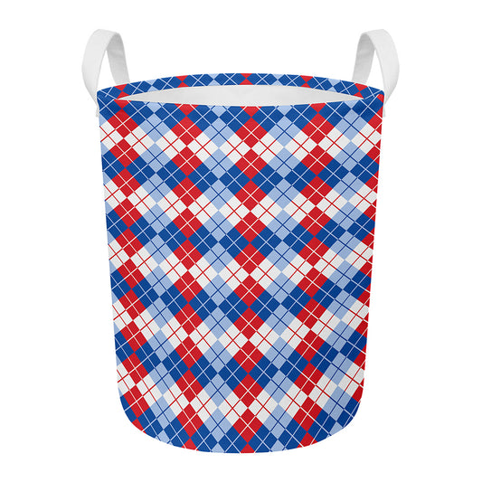 American Argyle Pattern Print Round Laundry Basket