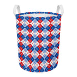 American Argyle Pattern Print Round Laundry Basket