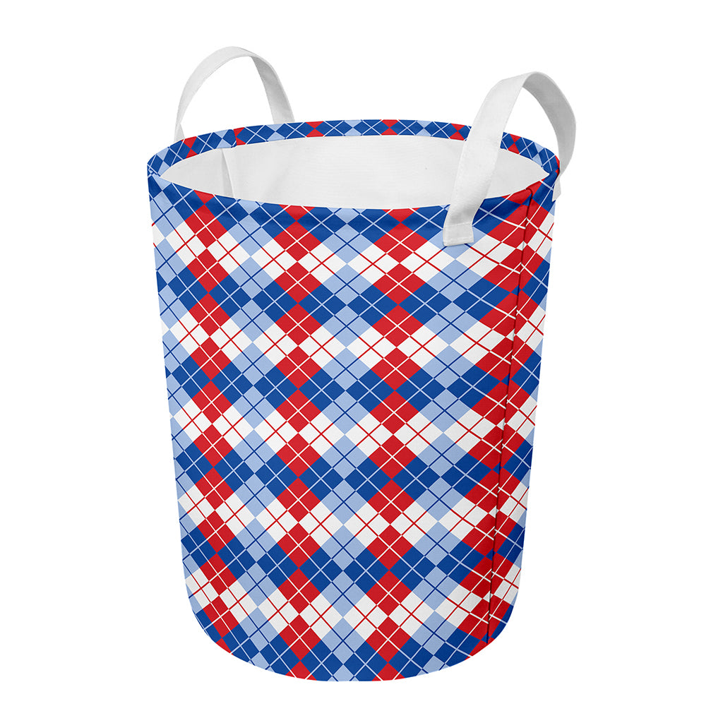American Argyle Pattern Print Round Laundry Basket