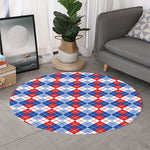 American Argyle Pattern Print Round Rug