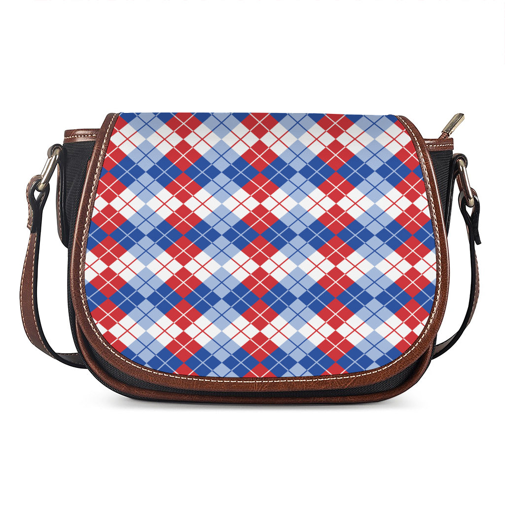 American Argyle Pattern Print Saddle Bag