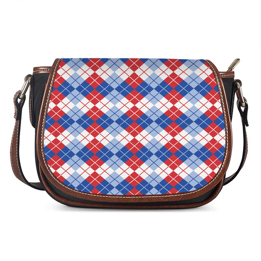 American Argyle Pattern Print Saddle Bag