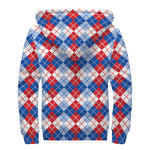 American Argyle Pattern Print Sherpa Lined Zip Up Hoodie