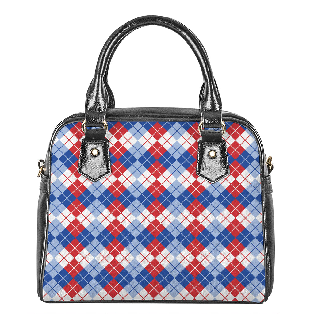 American Argyle Pattern Print Shoulder Handbag