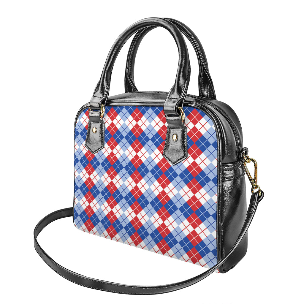 American Argyle Pattern Print Shoulder Handbag