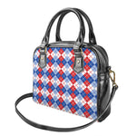 American Argyle Pattern Print Shoulder Handbag