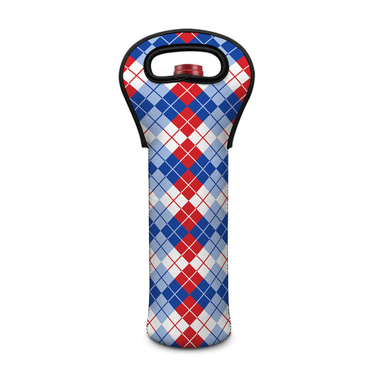 American Argyle Pattern Print Single Neoprene Wine Tote