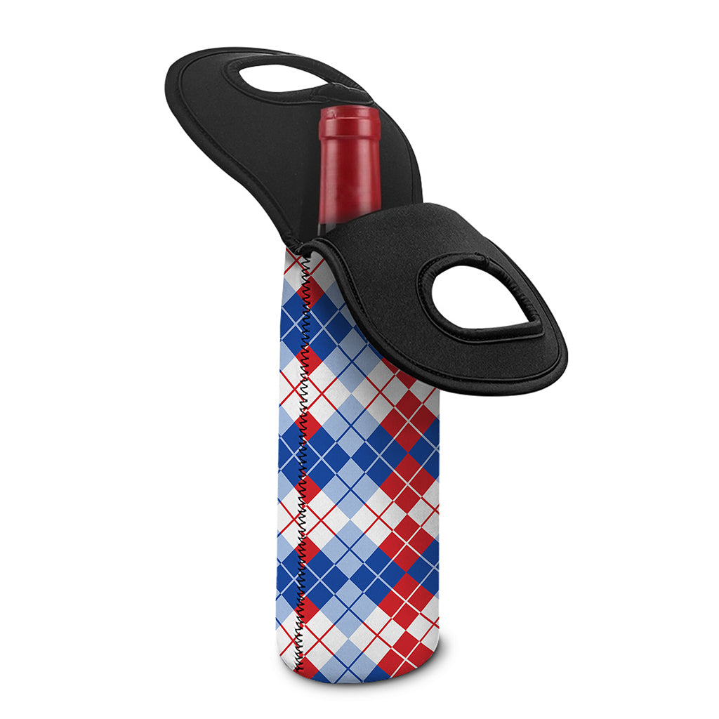 American Argyle Pattern Print Single Neoprene Wine Tote