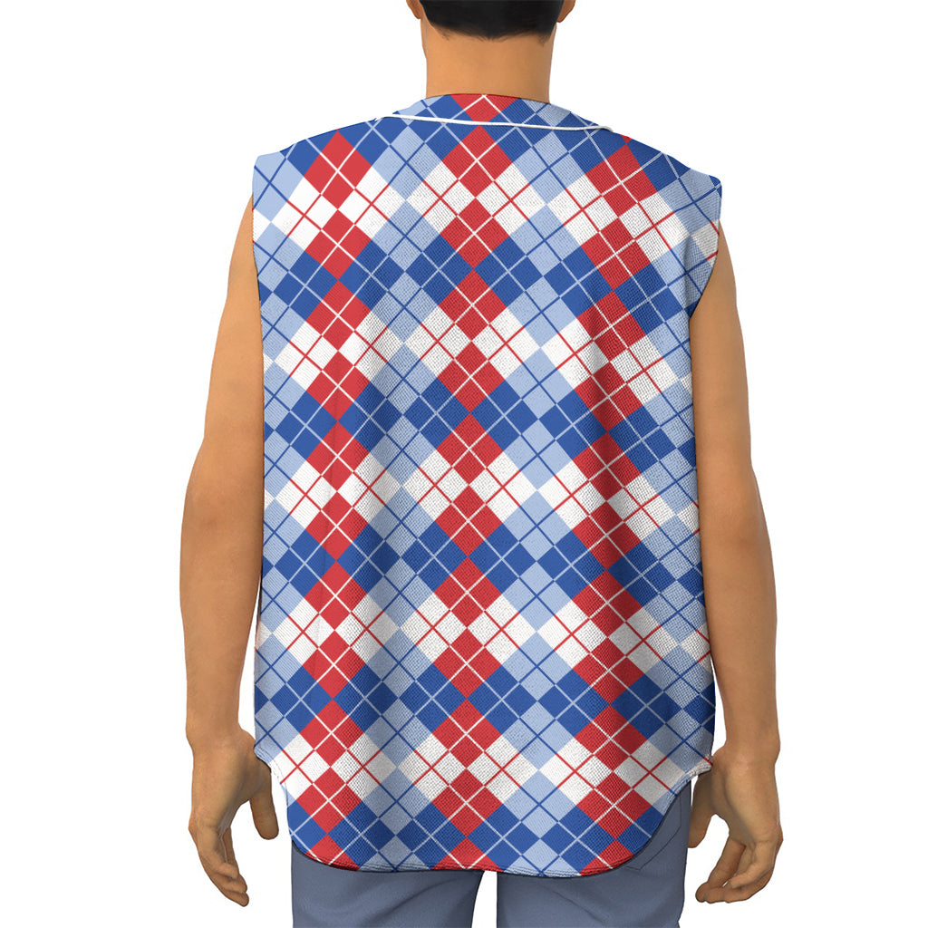 American Argyle Pattern Print Sleeveless Baseball Jersey