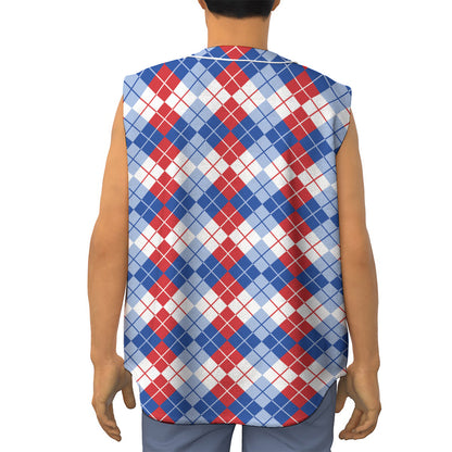 American Argyle Pattern Print Sleeveless Baseball Jersey