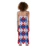 American Argyle Pattern Print Slim Fit Midi Cami Dress