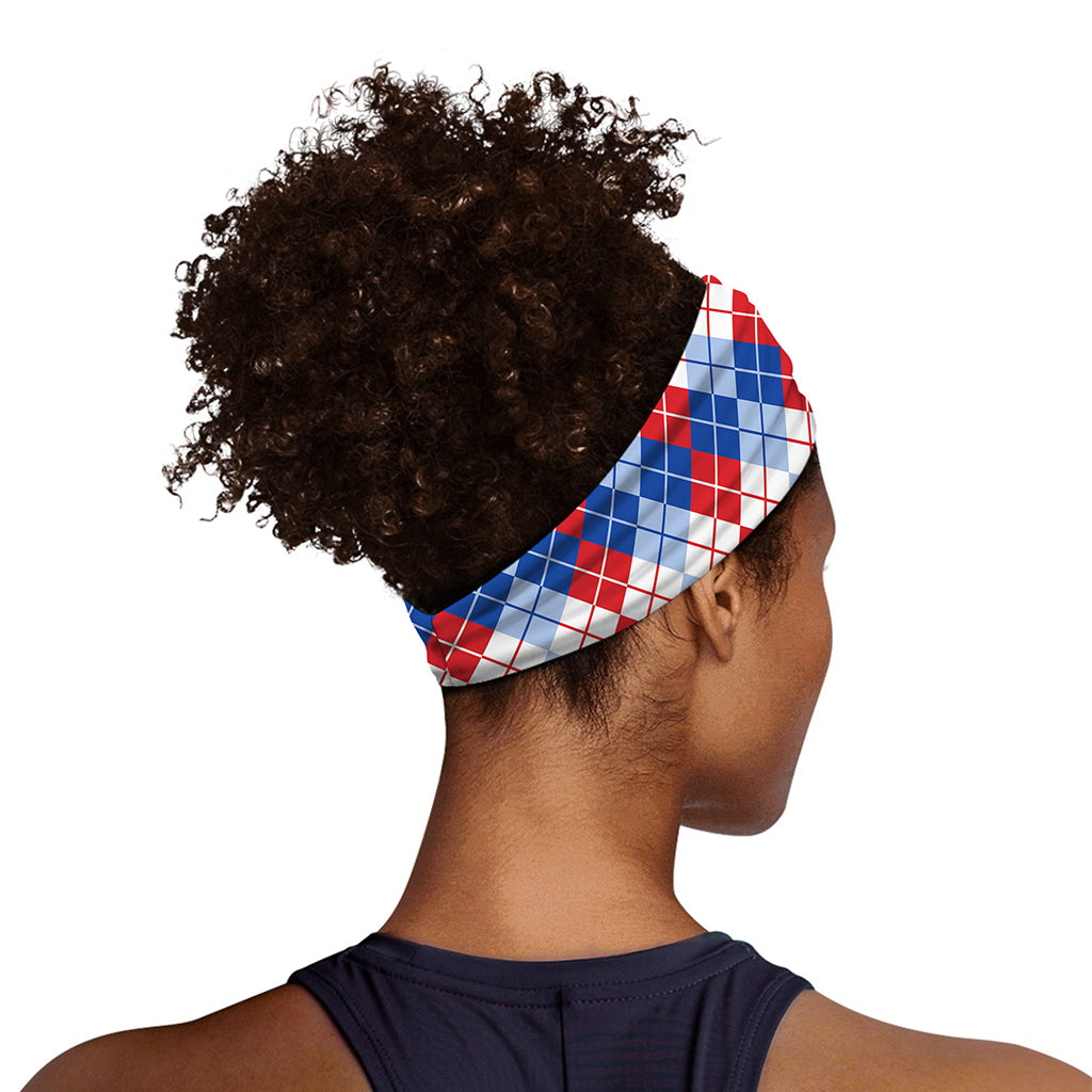 American Argyle Pattern Print Sports Headband