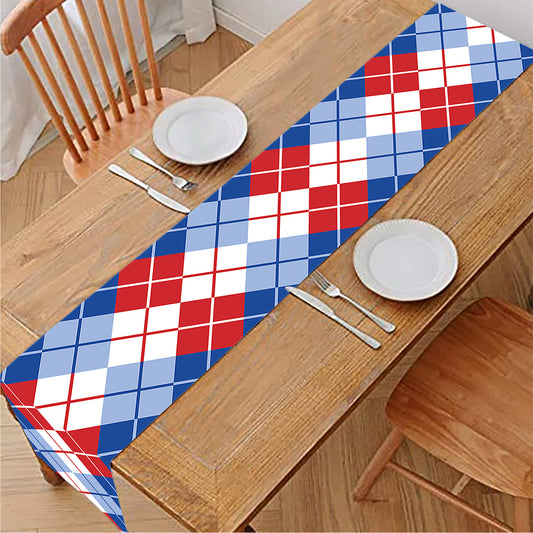 American Argyle Pattern Print Table Runner