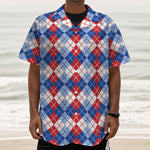 American Argyle Pattern Print Textured Short Sleeve Shirt