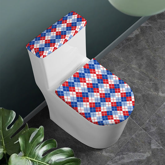 American Argyle Pattern Print Toilet Lid And Tank Cover Set