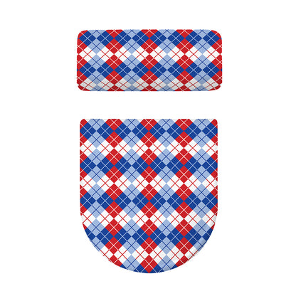 American Argyle Pattern Print Toilet Lid And Tank Cover Set