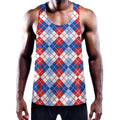 American Argyle Pattern Print Men's Workout Tank Top
