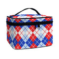 American Argyle Pattern Print Travel Makeup Bag